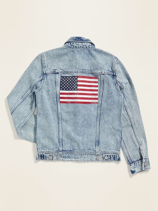 View large product image 2 of 3. American Flag Graphic Jean Jacket for Women