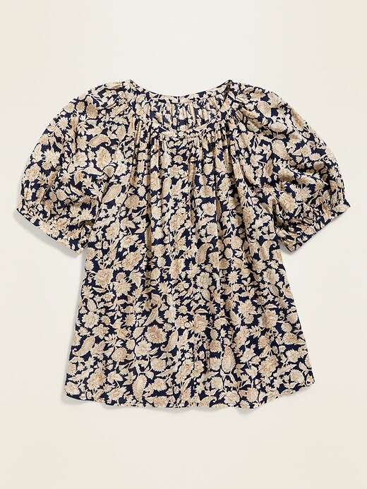 View large product image 1 of 1. Printed Button-Front Blouse for Women