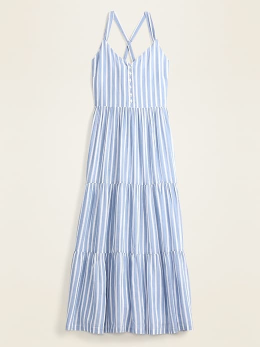 View large product image 1 of 2. Striped Fit & Flare Tiered Maxi Sundress