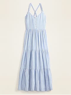 blue and white striped sundress