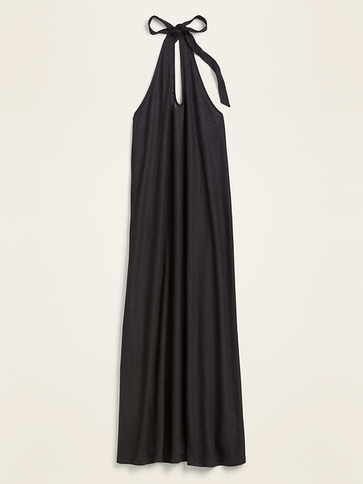 View large product image 1 of 1. Linen-Blend Jersey Halter Midi Cover-Up Dress