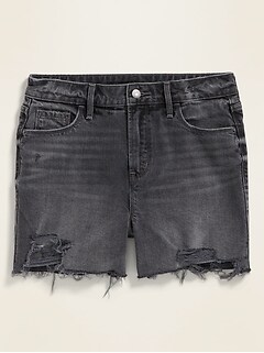 women's white distressed jean shorts