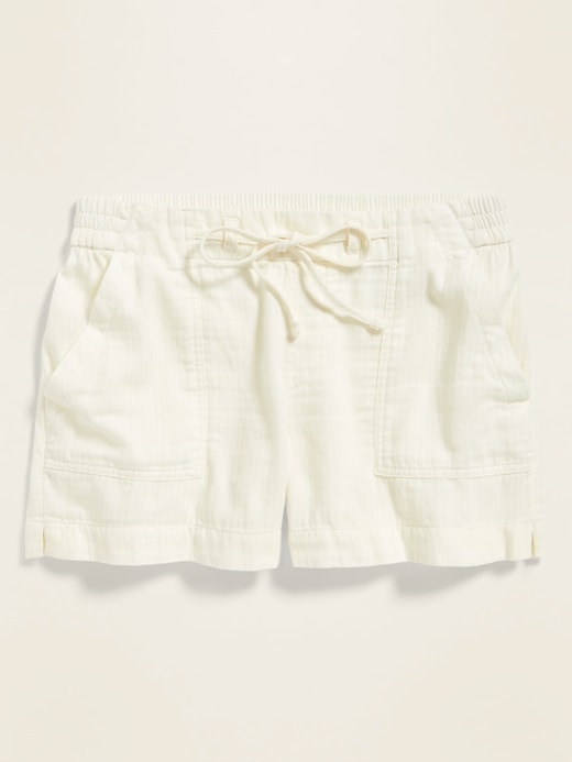 View large product image 1 of 1. Mid-Rise Soft Twill Pull-On Utility Shorts for Women -- 4-inch inseam