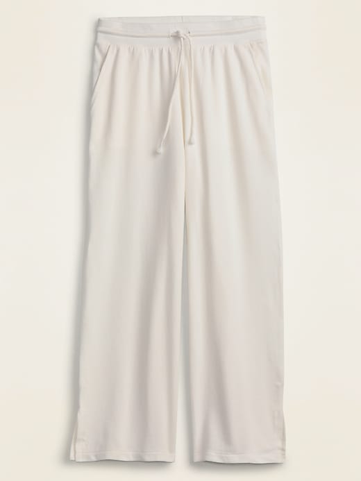 View large product image 1 of 1. High-Waisted French Terry Cropped Wide-Leg Sweatpants