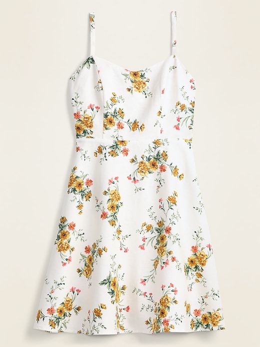 View large product image 1 of 1. Floral Linen-Blend Fit & Flare Cami Sundress