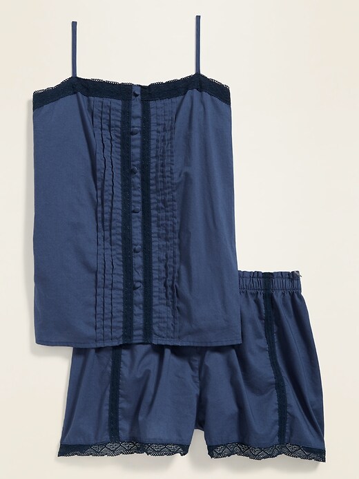 View large product image 1 of 1. Lace-Trim Pajama Cami & Pajama Shorts Set