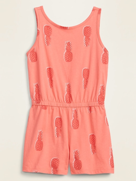View large product image 1 of 1. Sleeveless Lattice-Back Romper for Girls