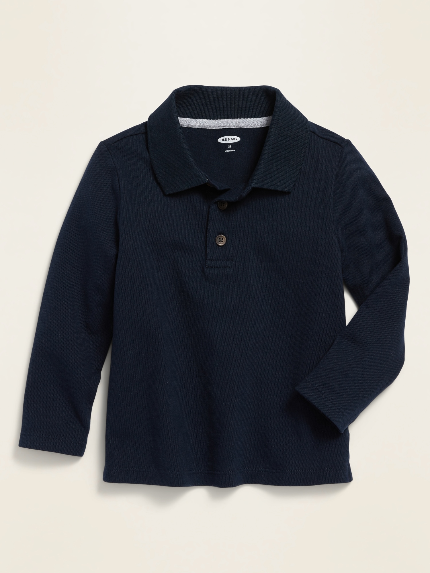 Long Sleeve Uniform Polo for Toddler Boys