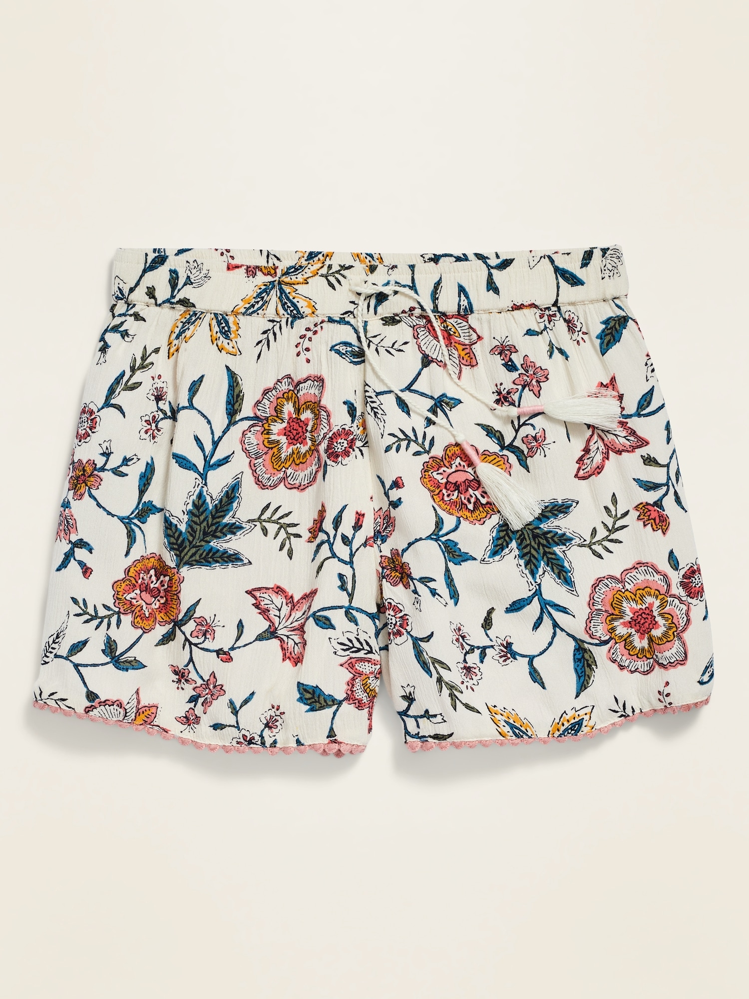 Shorts for Women Shorts Women's Shorts Floral Print Pompom Trim