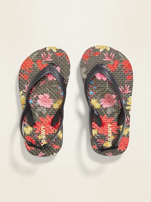 View large product image 1 of 1. Floral-Print Flip-Flops for Toddler Girls