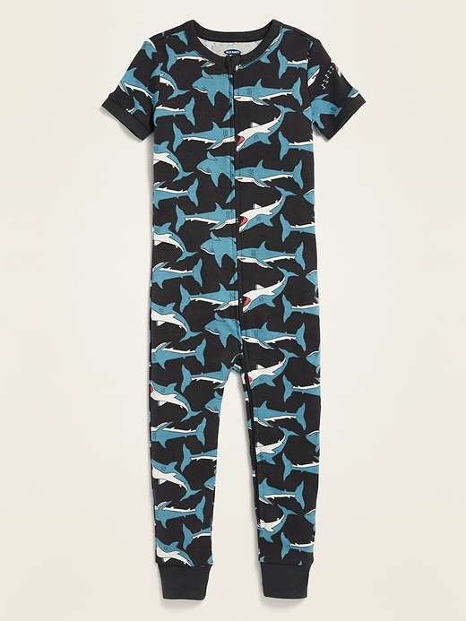 View large product image 1 of 1. Unisex Printed Short-Sleeve Pajama One-Piece for Toddler & Baby