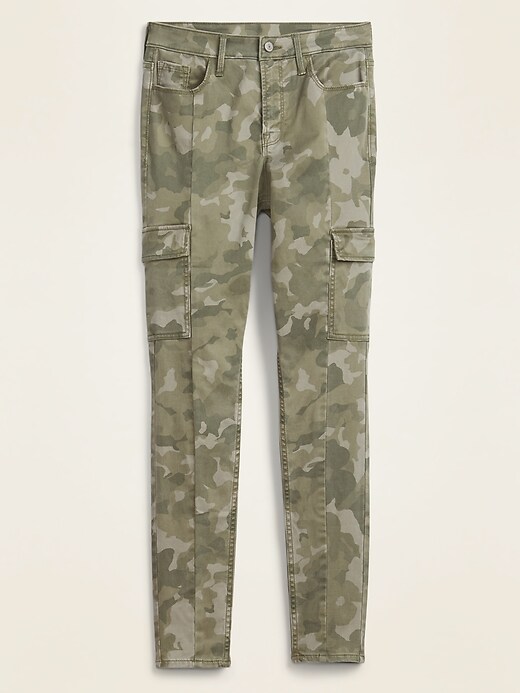 View large product image 1 of 1. High-Waisted Camo Sateen Rockstar Super Skinny Cargo Pants for Women