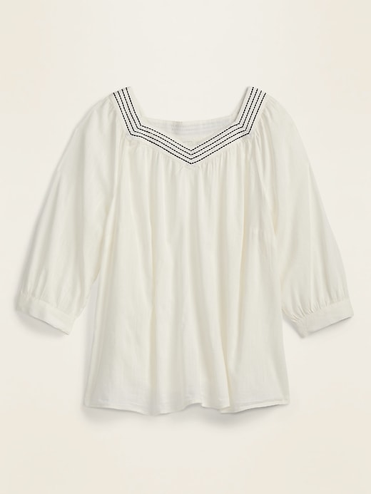 View large product image 1 of 1. Embroidered-Yoke Plus-Size Blouse