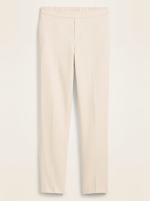 View large product image 1 of 1. Mid-Rise Pull-On Double-Weave Straight-Leg Pants for Women