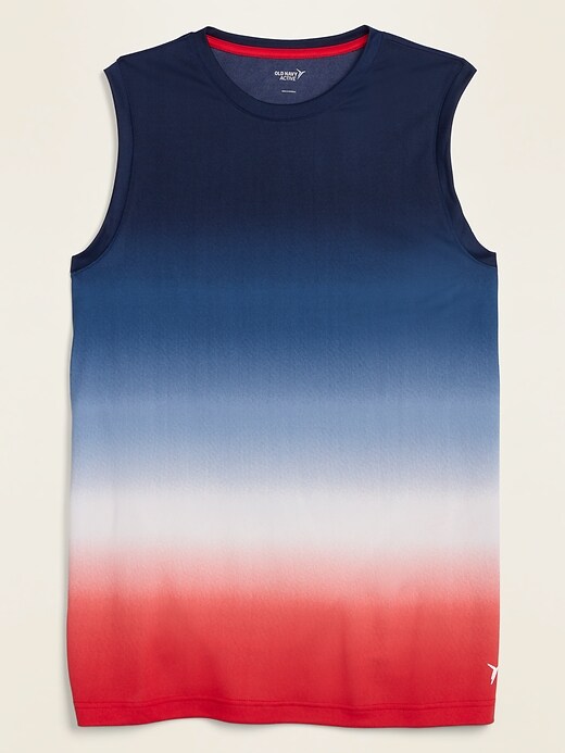 View large product image 1 of 1. Go-Dry Cool Odor-Control Americana Dip-Dye Core Tank Top