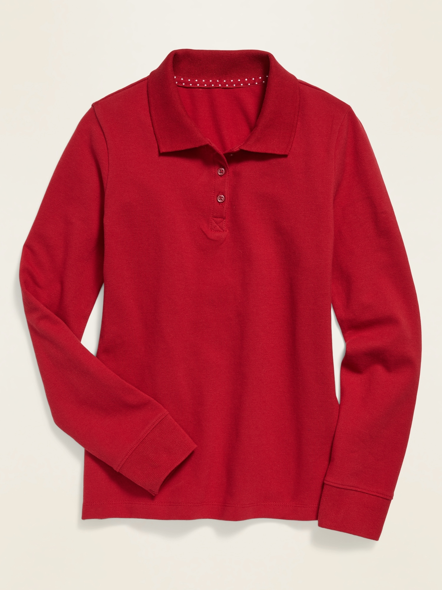 Long Sleeve Uniform Piqué Polo  School uniform pants, Red womens