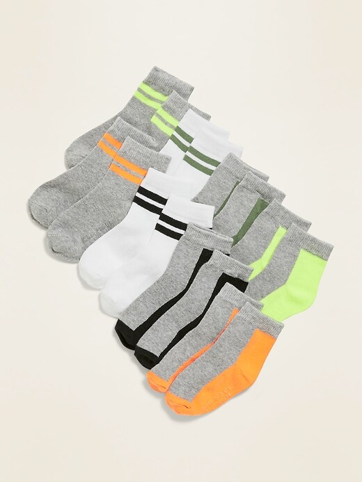 View large product image 1 of 1. Color-Blocked Crew Socks 8-Pack for Toddler Boys & Baby