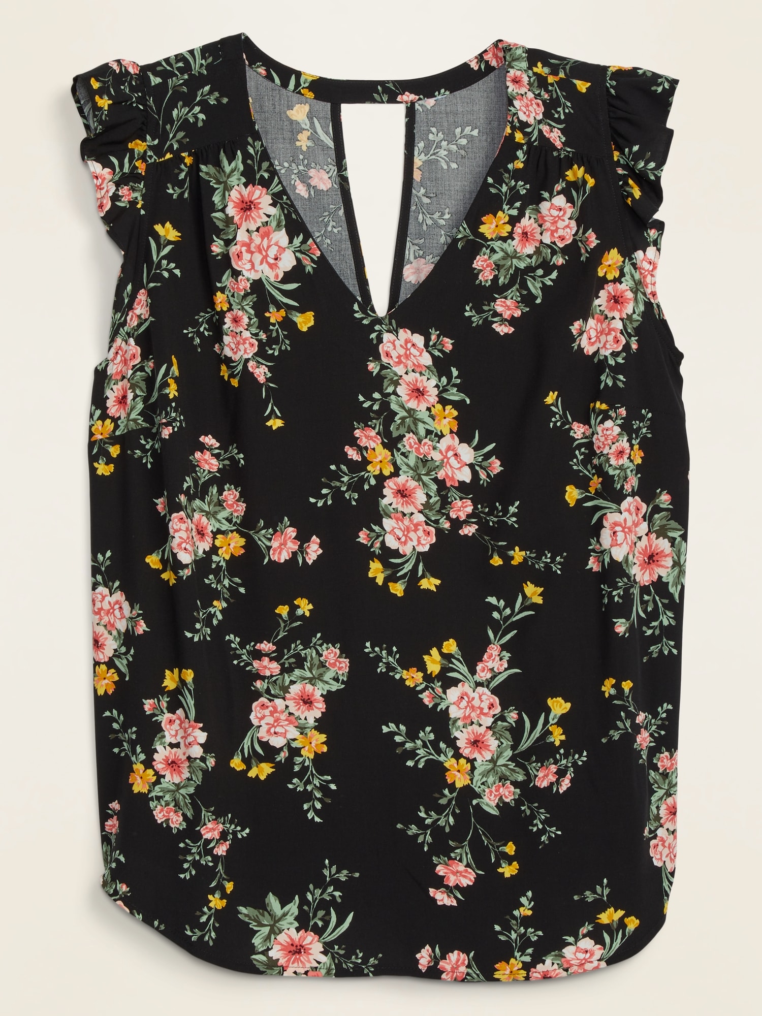 Floral-Print Flutter-Sleeve Plus-Size Blouse, Old Navy