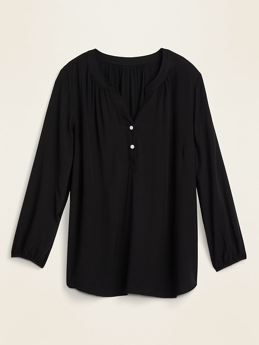 View large product image 1 of 1. Split-Neck Popover Plus-Size Blouse