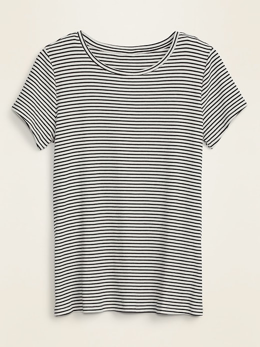 View large product image 1 of 1. Slim-Fit Striped Rib-Knit Plus-Size Tee