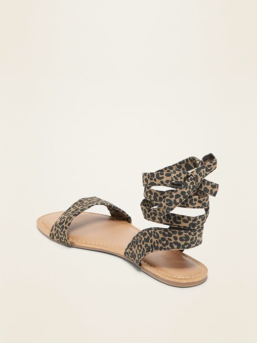 Image number 3 showing, Faux-Suede Ankle-Tie Sandals