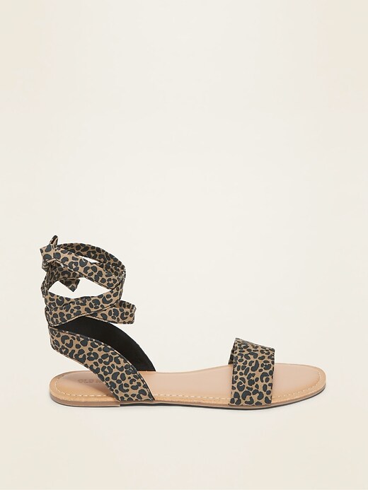 Image number 4 showing, Faux-Suede Ankle-Tie Sandals