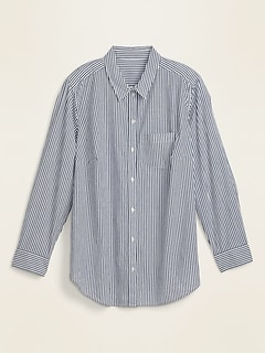 Striped No-Peek Plus-Size Stretch Shirt