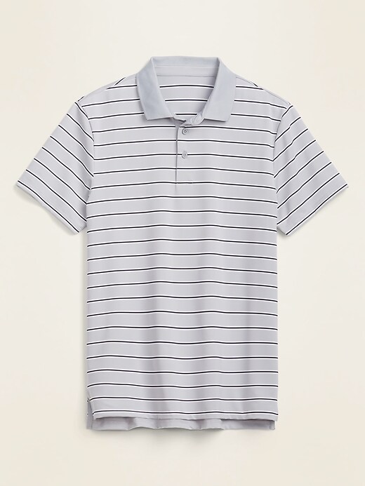 View large product image 1 of 1. Luxe Dry-Quick Built-In Flex Striped Short-Sleeve Polo