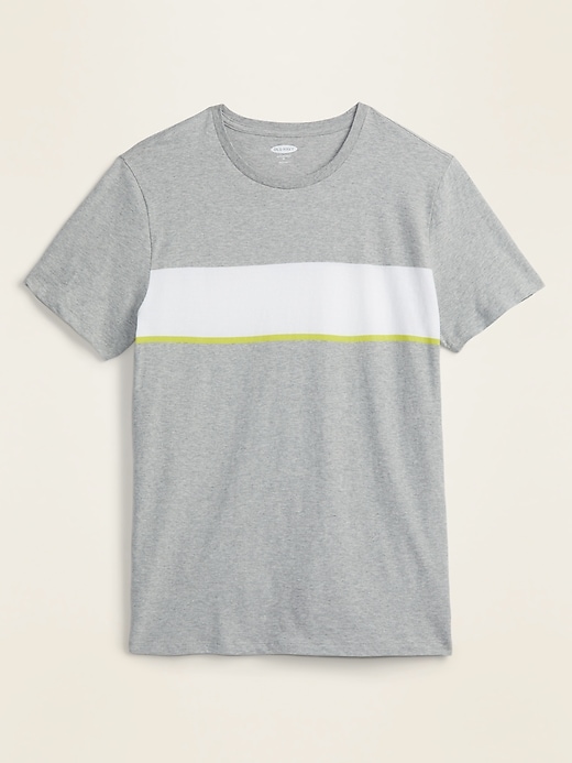 View large product image 1 of 1. Soft-Washed Chest-Stripe Crew-Neck Tee