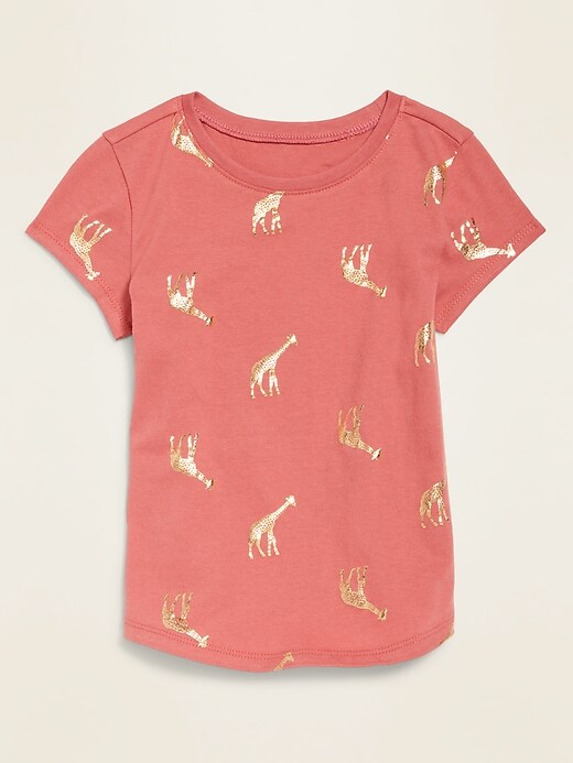 View large product image 1 of 1. Printed Crew-Neck Short-Sleeve Tee for Toddler Girls