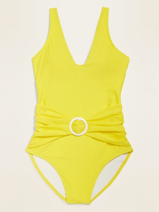 Old Navy - Deep V-Neck O-Ring Belt One-Piece Swimsuit for Women