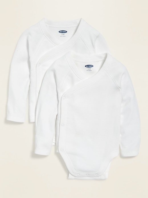 View large product image 1 of 1. Unisex Long-Sleeve Kimono-Wrap Bodysuit 2-Pack for Baby