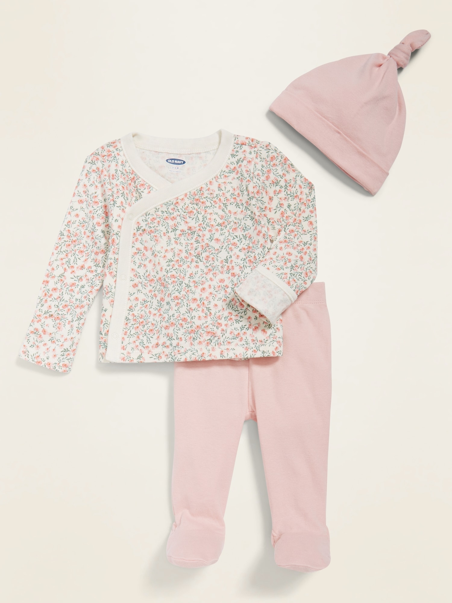 Unisex Kimono Top, Leggings & Beanie 3-Piece Layette Set for Baby | Old ...