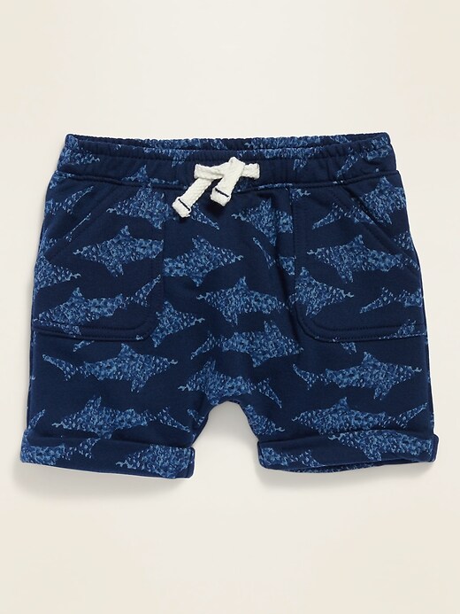 View large product image 1 of 1. Shark-Print French Terry Shorts for Baby