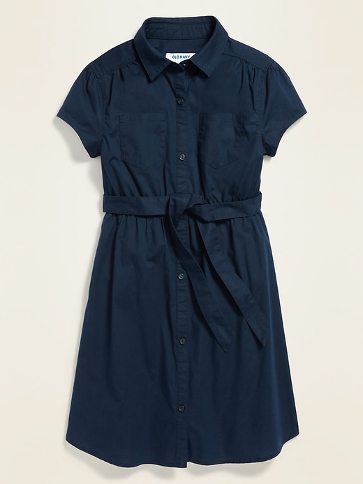 View large product image 1 of 1. Uniform Tie-Belt Shirt Dress for Girls