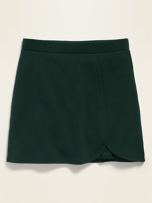 View large product image 1 of 1. Uniform Ponte-Knit Faux-Wrap Skirt for Girls