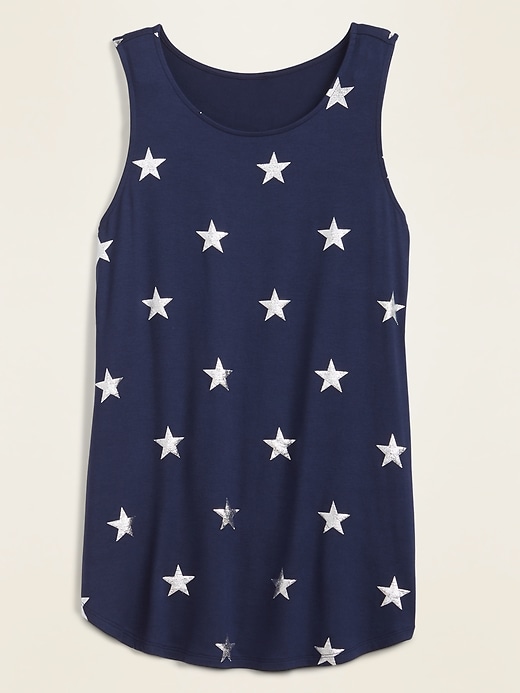 View large product image 1 of 1. Printed Luxe High-Neck Tank Top for Women