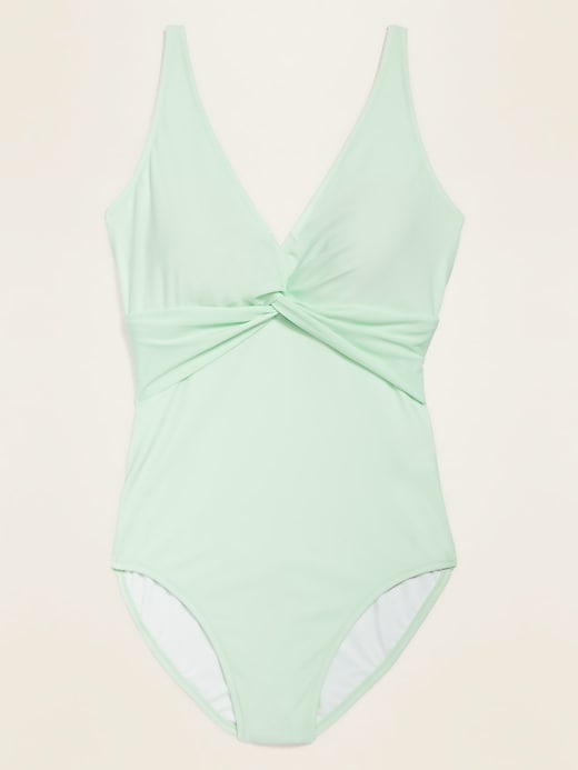 View large product image 1 of 1. Twist-Front One-Piece Swimsuit