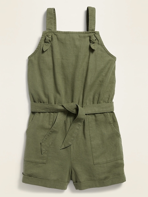View large product image 1 of 1. Linen-Blend Utility Romper for Girls