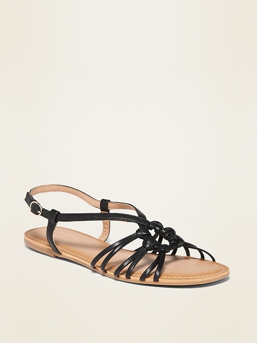 Image number 1 showing, Faux-Leather Strappy Sandals