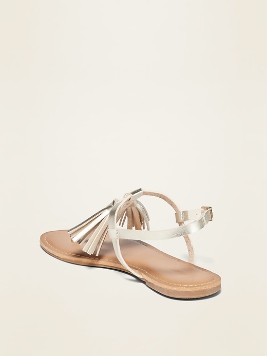 Image number 3 showing, Faux-Leather Tassel T-Strap Sandals