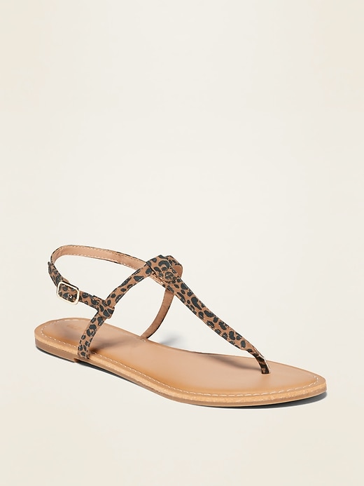 Leopard t strap sandals Clearance