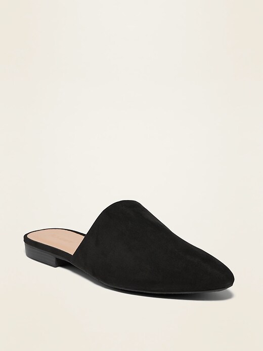 Faux-Suede Pointy-Toe Mule Flats For Women