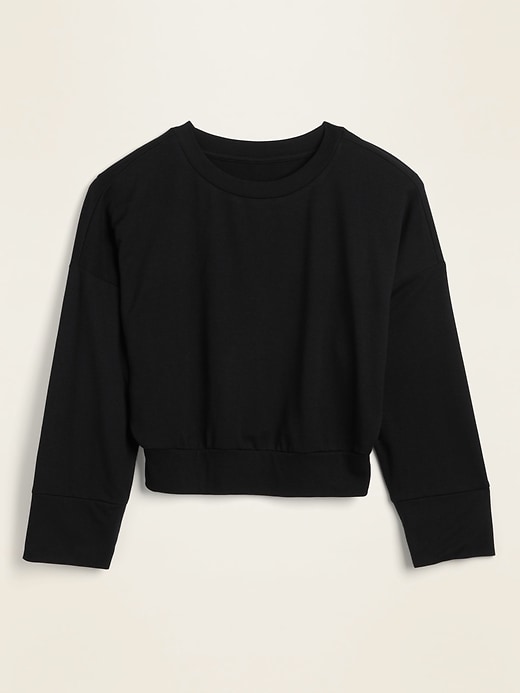 View large product image 1 of 1. Cropped French Terry Bell-Sleeve Sweatshirt