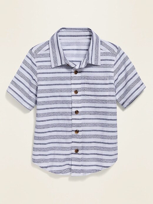 Textured Dobby Striped Pocket Shirt for Toddler Boys | Old Navy