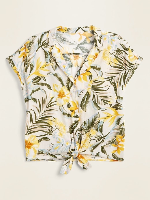 View large product image 1 of 2. Printed Tie-Hem Resort Shirt for Women