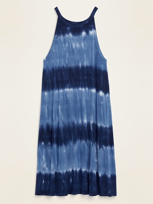 View large product image 1 of 1. High-Neck Dip-Dye Jersey-Knit Sleeveless Swing Dress
