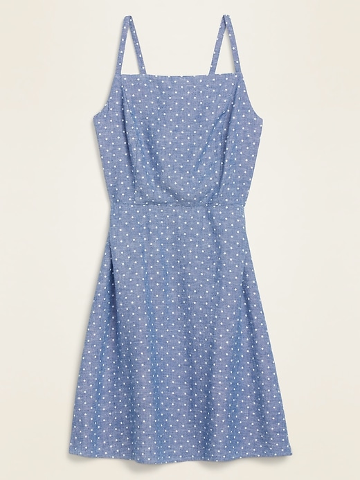 View large product image 1 of 1. Dot-Print Linen-Blend Fit & Flare Cami Sundress for Women
