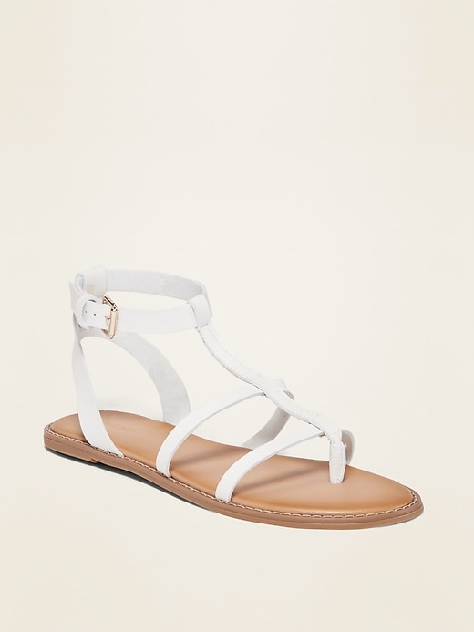 Image number 1 showing, Faux-Leather Gladiator Sandals