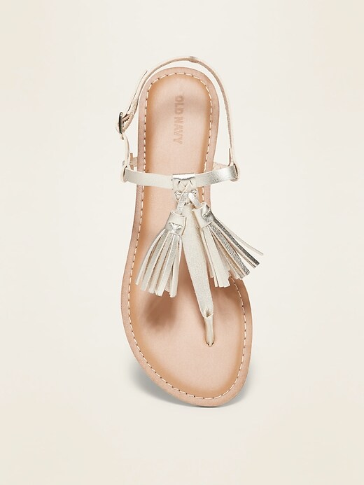 Image number 2 showing, Faux-Leather Tassel T-Strap Sandals
